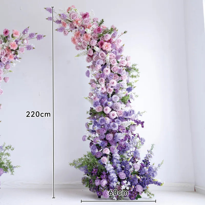 Uflower Purple Horn Arch Floral Arrangement Wedding Backdrop Props SET80183