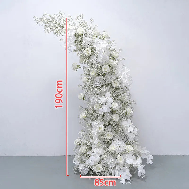 Uflower White Baby's Breath Floral Arrangement Horn Arch Wedding Backdrop Props SET80231