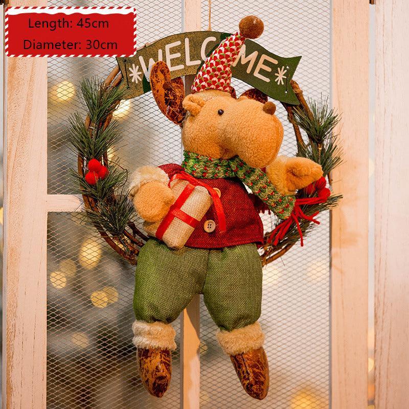 Christmas decorations hanging decorations Christmas snowman rattan circle hanging props for display - Uflower