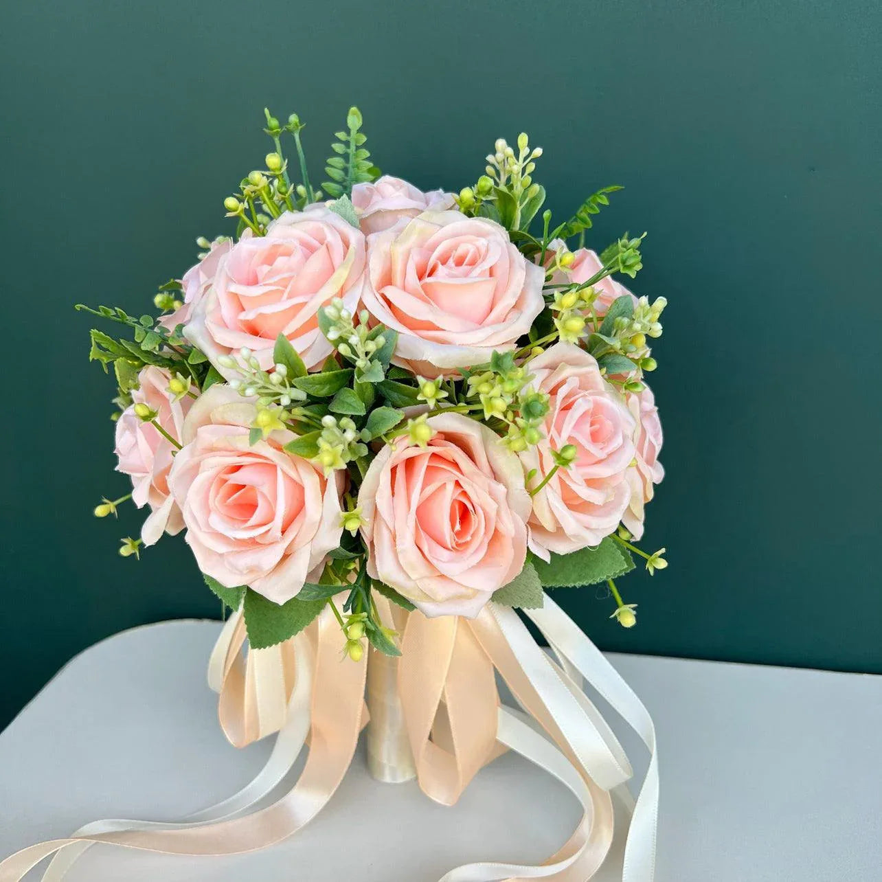 Simulation champagne roses bridal wedding bouquet - Uflower