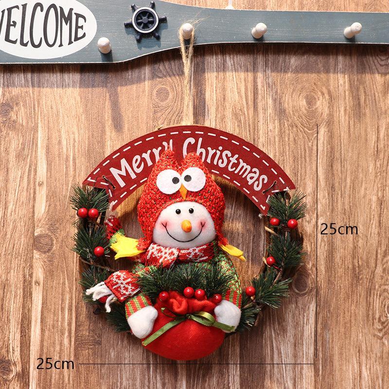 New Christmas wreath door hanging store window Christmas decorations dolls - Uflower