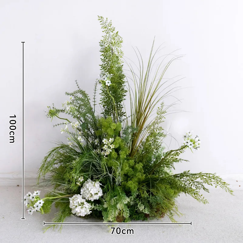 Uflower Green Floral Arrangement Horn Arch Wedding Props SET80220