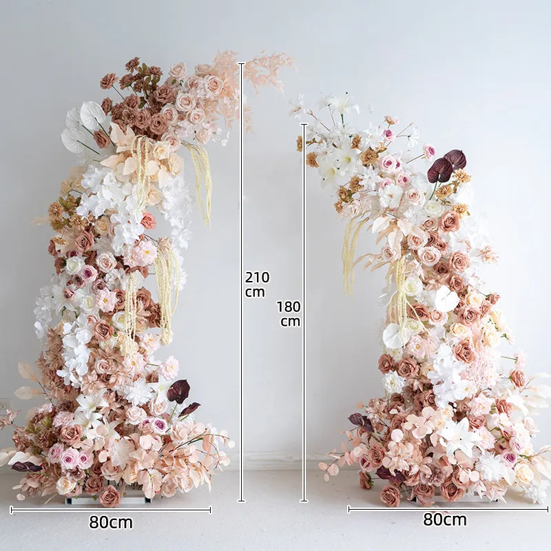 Uflower Brown Floral Arrangement Horn Arch Wedding Backdrop Props SET80222-01