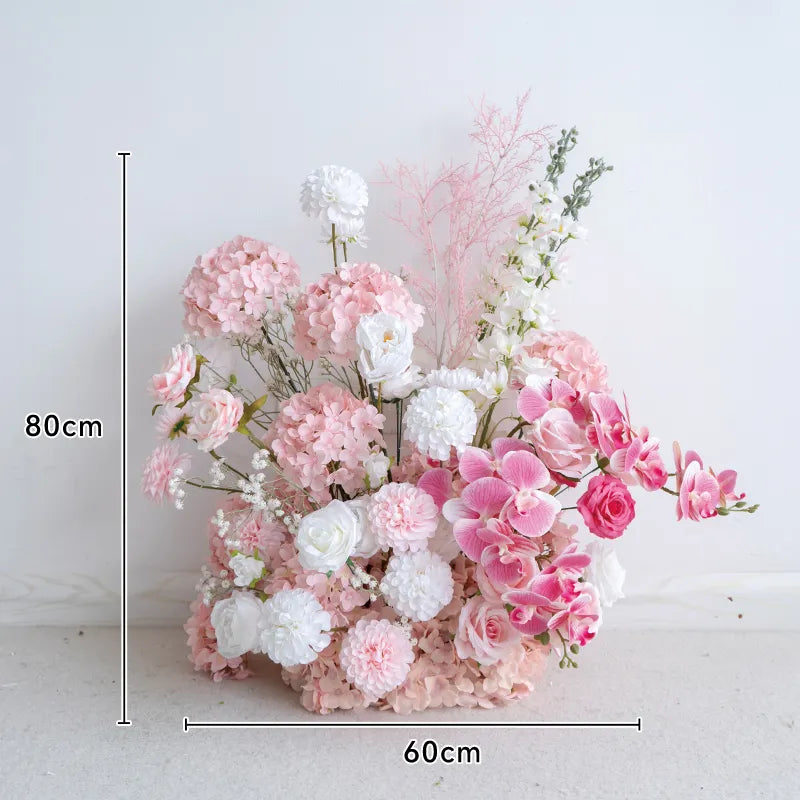 Uflower Pink White Horn Arch Floral Arrangement Wedding Backdrop Props SET80103
