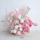 Arche florale Uflower rose et blanc avec cornes, accessoires de toile de fond de mariage SET80103