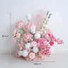 Arche florale Uflower rose et blanc avec cornes, accessoires de toile de fond de mariage SET80103