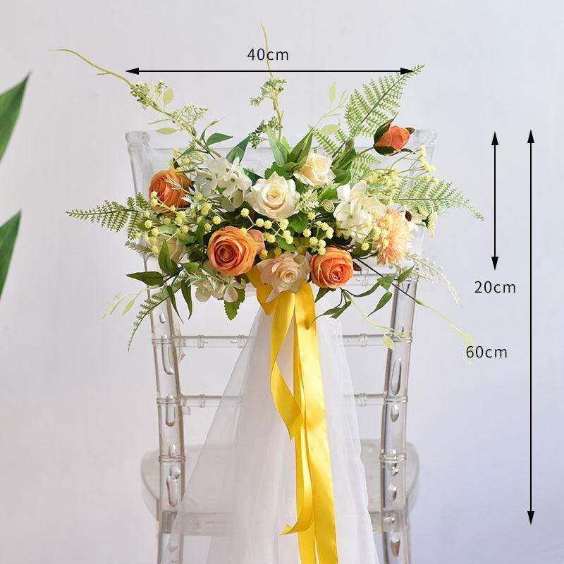 Simulated Wedding Chair Back Flower Living Room Restaurant Decoration - Uflower