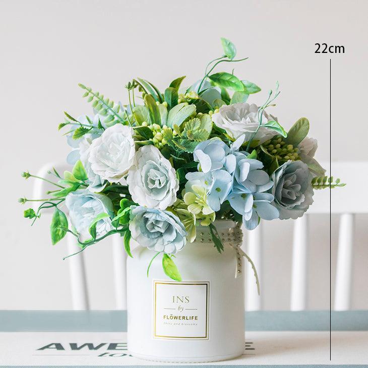 Roses Simulation Flower Art Set Plastic Decoration Silk Flowers Small Arrangement Living Room - Uflower