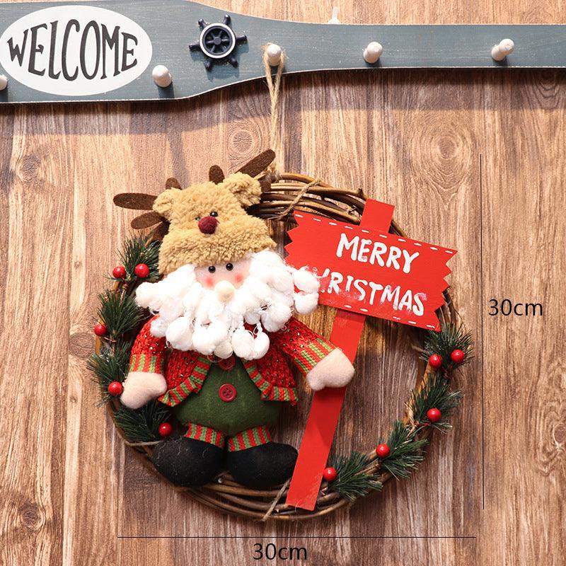 New Christmas wreath door hanging store window Christmas decorations dolls - Uflower