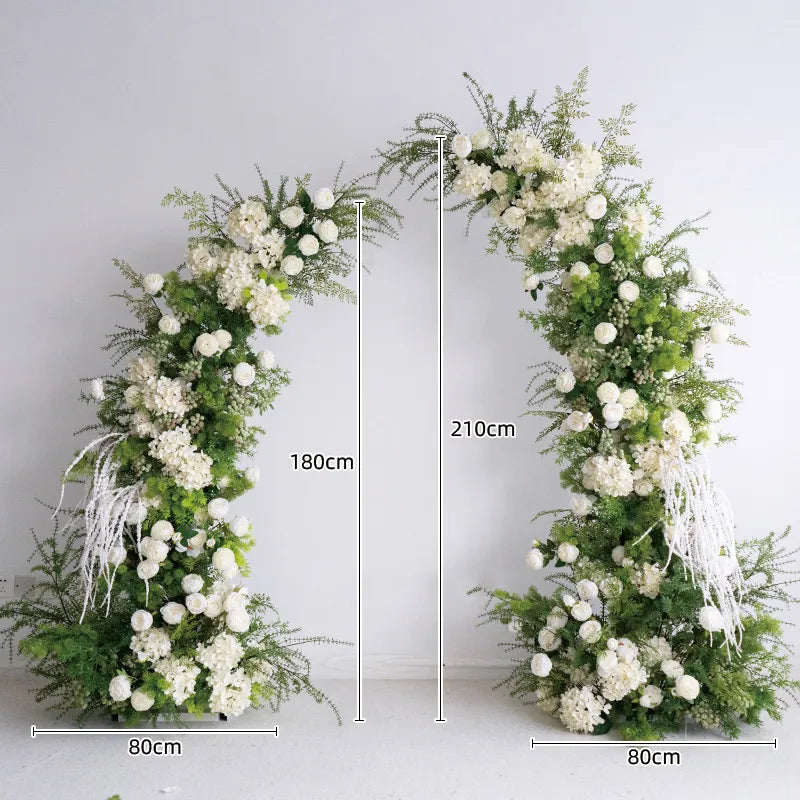 Uflower Green Floral Arrangement Horn Arch Wedding Props SET80220