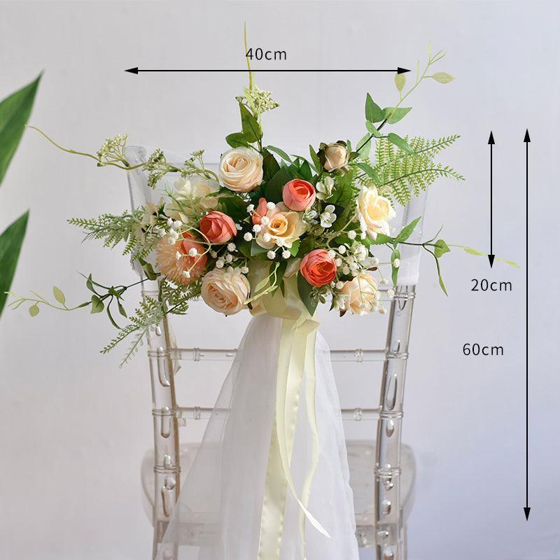 Simulated Wedding Chair Back Flower Living Room Restaurant Decoration - Uflower