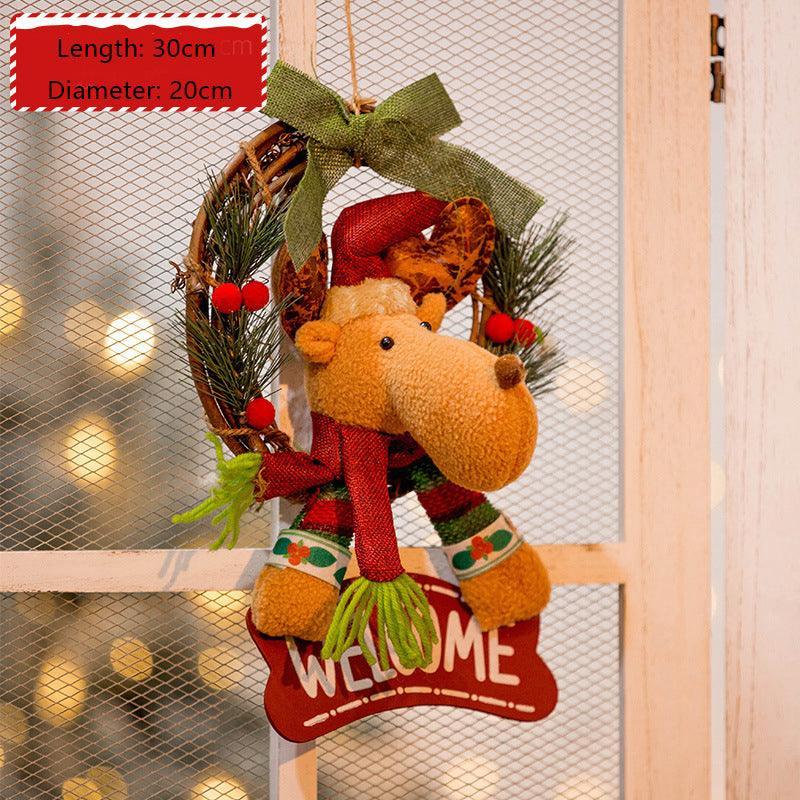 Christmas decorations hanging decorations Christmas snowman rattan circle hanging props for display - Uflower