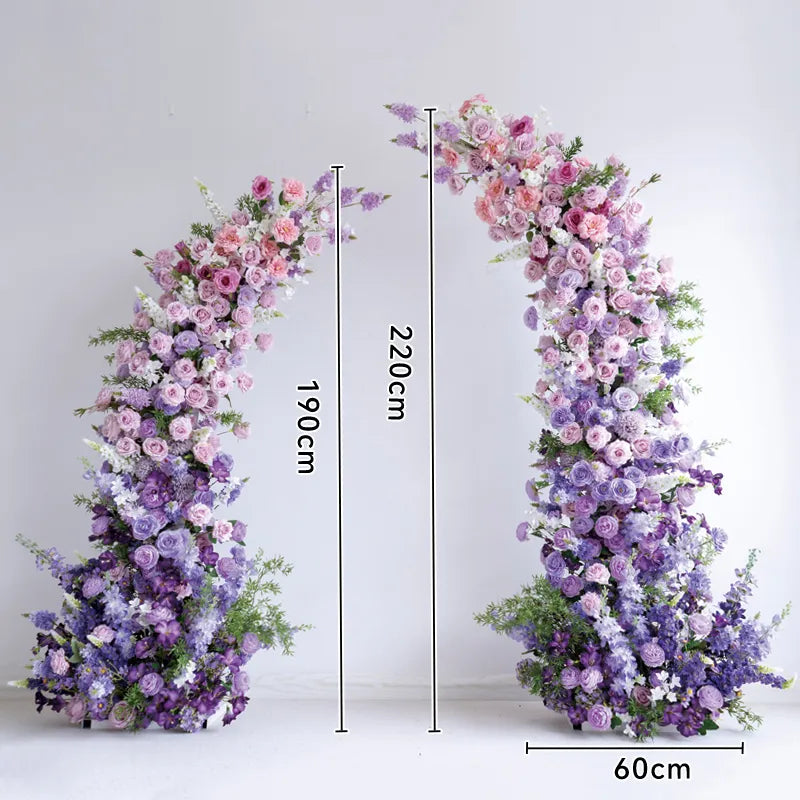 Uflower Purple Horn Arch Floral Arrangement Wedding Backdrop Props SET80183