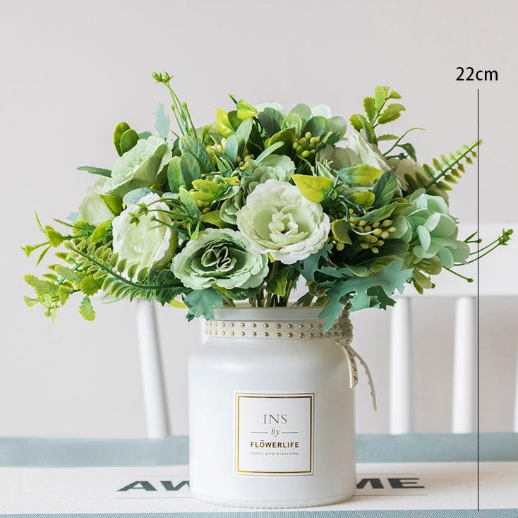 Roses Simulation Flower Art Set Plastic Decoration Silk Flowers Small Arrangement Living Room - Uflower