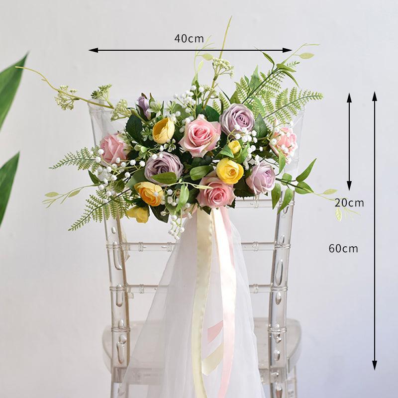 Simulated Wedding Chair Back Flower Living Room Restaurant Decoration - Uflower