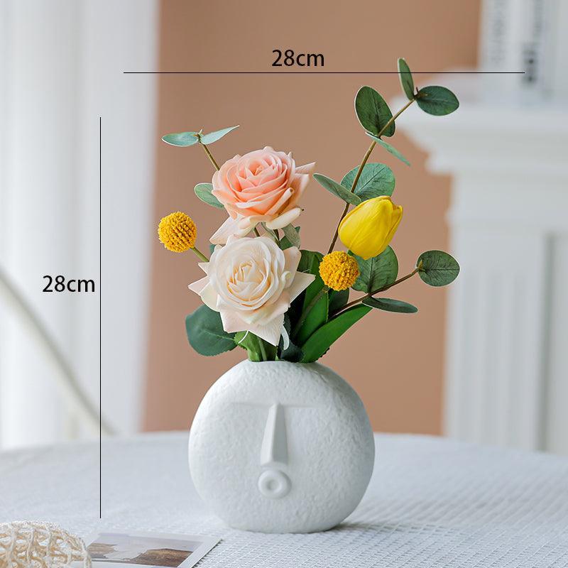 Hand feeling high simulation rose flower fake flower bouquet arrangement living room - Uflower