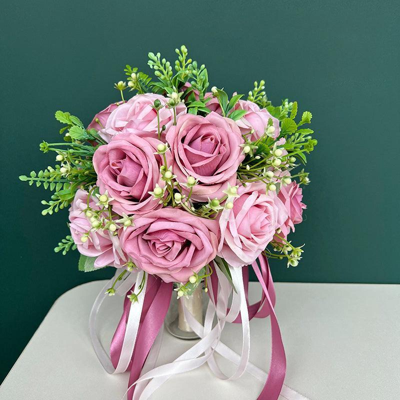 Simulation champagne roses European series pink bouquet bouquet travel photography - Uflower