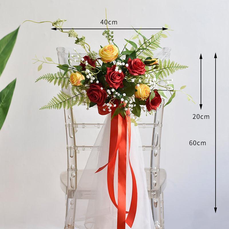 Simulated Wedding Chair Back Flower Living Room Restaurant Decoration - Uflower