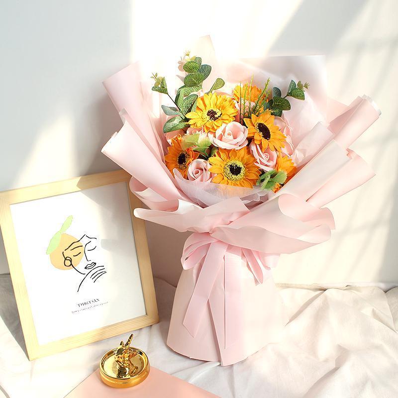 Sunflower bouquet simulation rose flower photo hand bouquet - Uflower