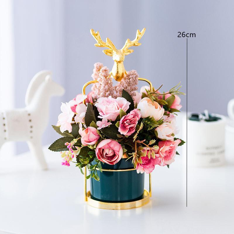 Silk flower bouquet living room TV cabinet desktop vase plus simulation flower - Uflower