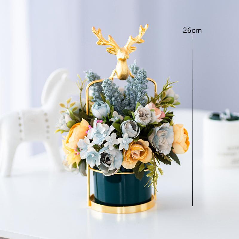 Silk flower bouquet living room TV cabinet desktop vase plus simulation flower - Uflower
