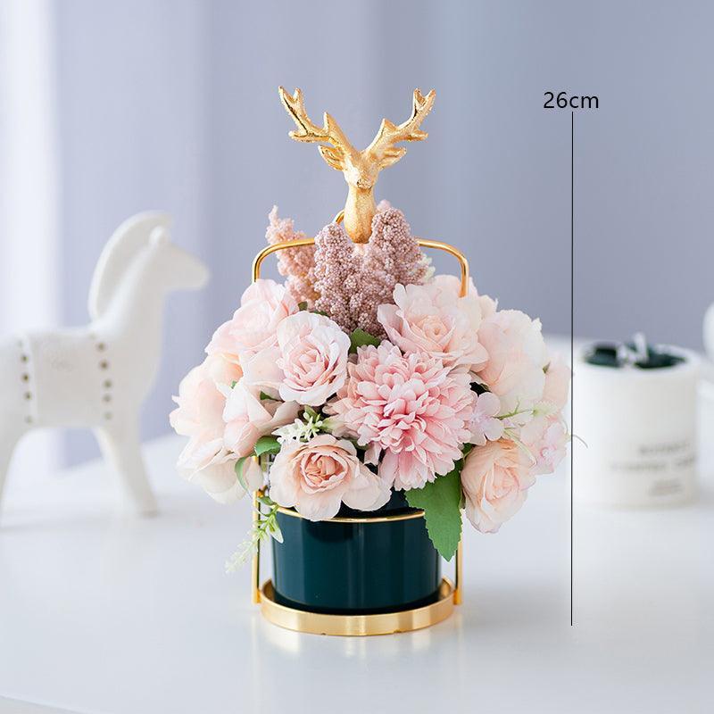 Silk flower bouquet living room TV cabinet desktop vase plus simulation flower - Uflower