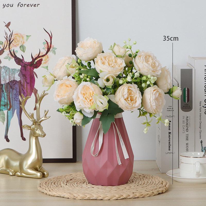 Rose Simulation Flower Modern Living Room Bouquet TV Cabinet Decorative Arrangement - Uflower