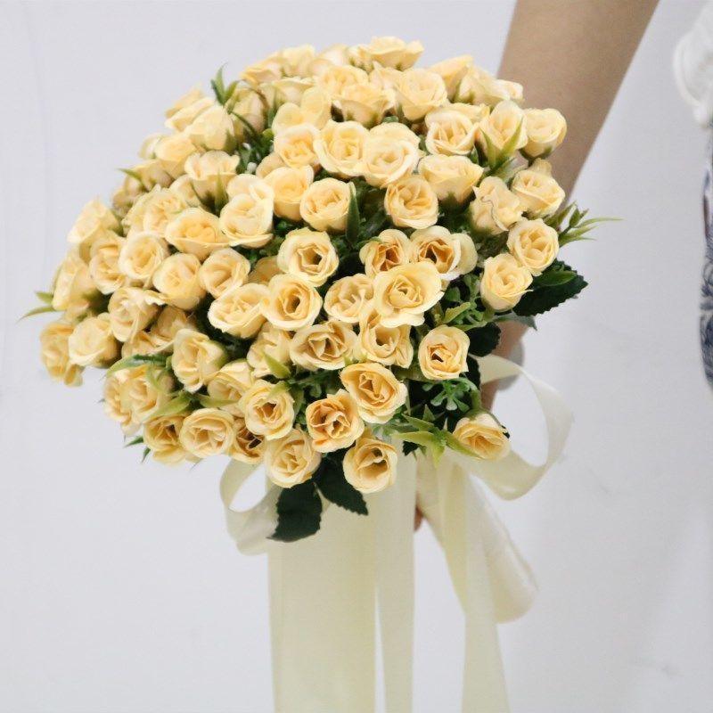 Bridal hand bouquet Red velvet rose hand bouquet Faux hand bouquet - Uflower