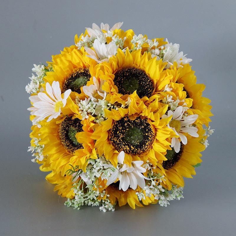 Round Bridal Bouquet in Sunflower - Uflower