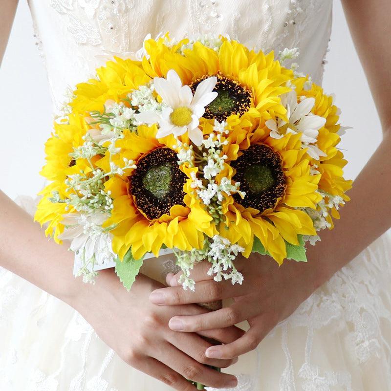 Round Bridal Bouquet in Sunflower - Uflower