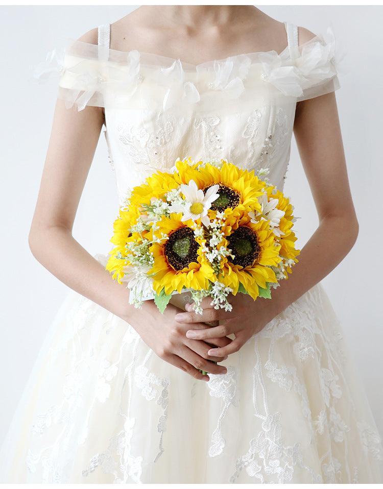 Round Bridal Bouquet in Sunflower - Uflower
