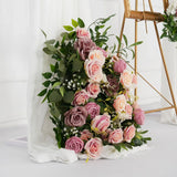 Uflower Pink Faux Flower Wall Backdrop Flower Row Decor SET80016 - Uflower