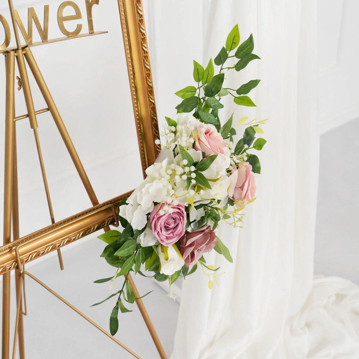 Uflower Pink Faux Flower Wall Backdrop Flower Row Decor SET80016 - Uflower