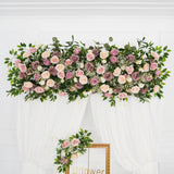 Uflower Pink Faux Flower Wall Backdrop Flower Row Decor SET80016 - Uflower
