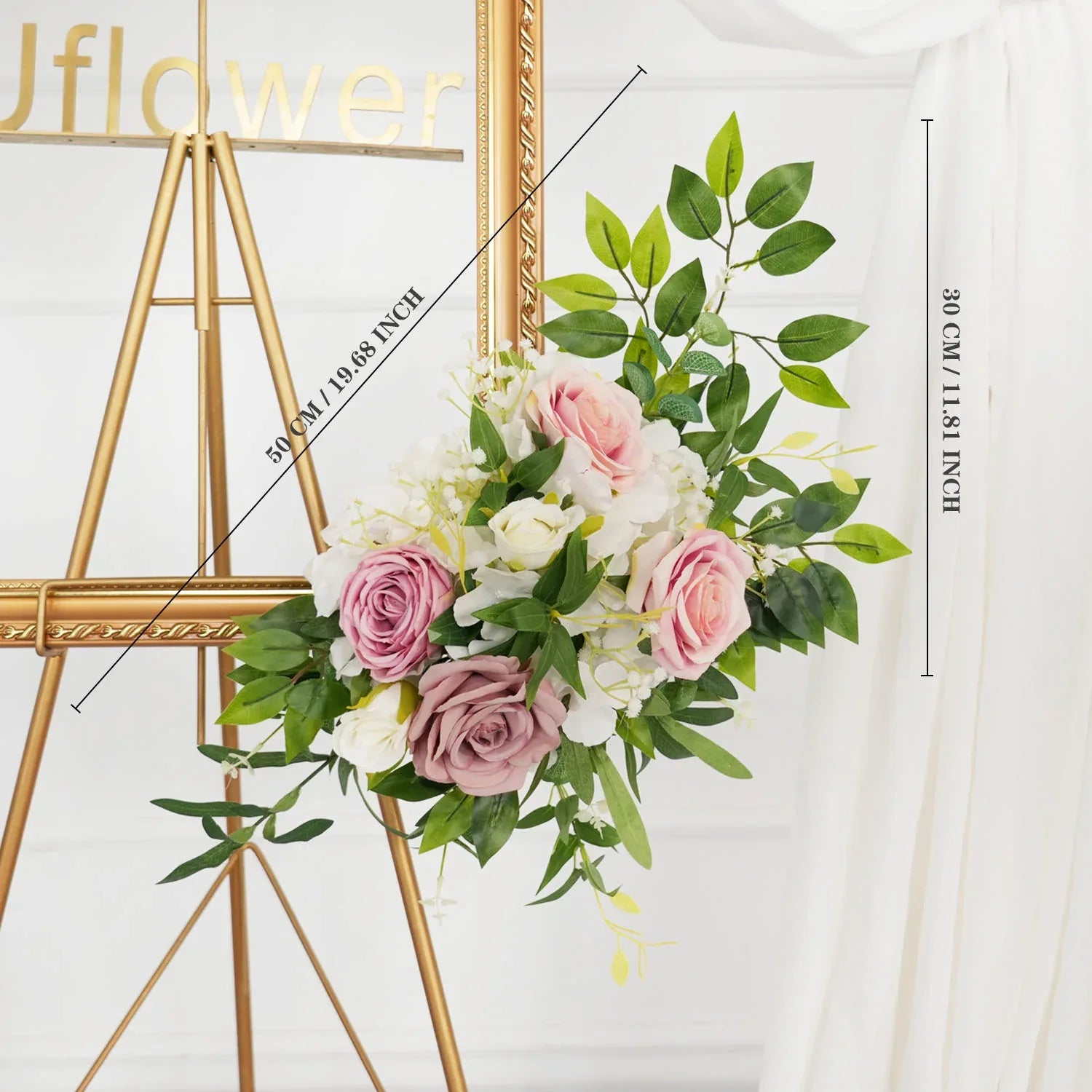 Uflower Pink Faux Flower Wall Backdrop Flower Row Decor SET80016 - Uflower