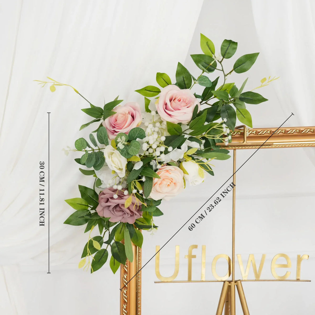 Uflower Pink Faux Flower Wall Backdrop Flower Row Decor SET80016 - Uflower
