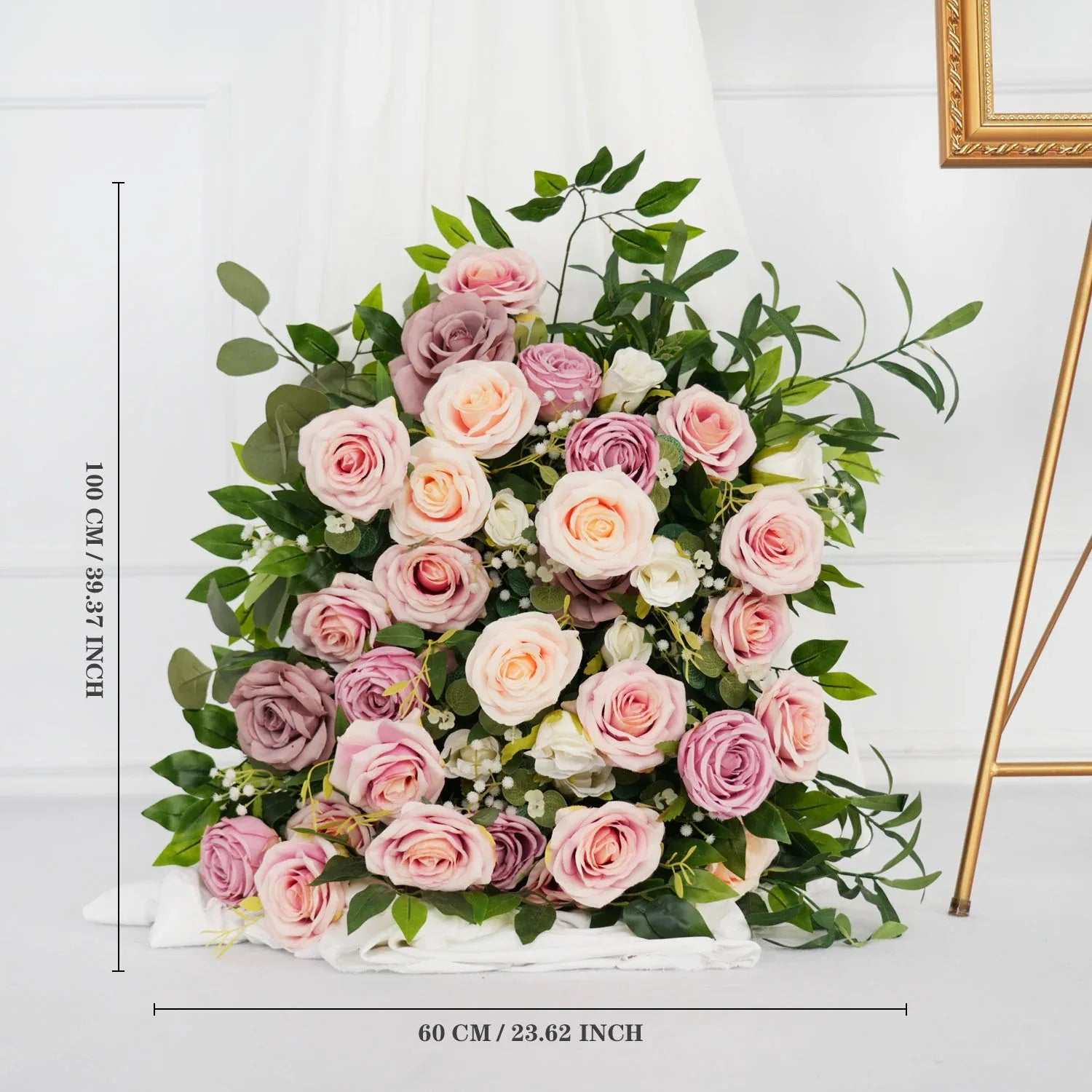 Uflower Pink Faux Flower Wall Backdrop Flower Row Decor SET80016 - Uflower