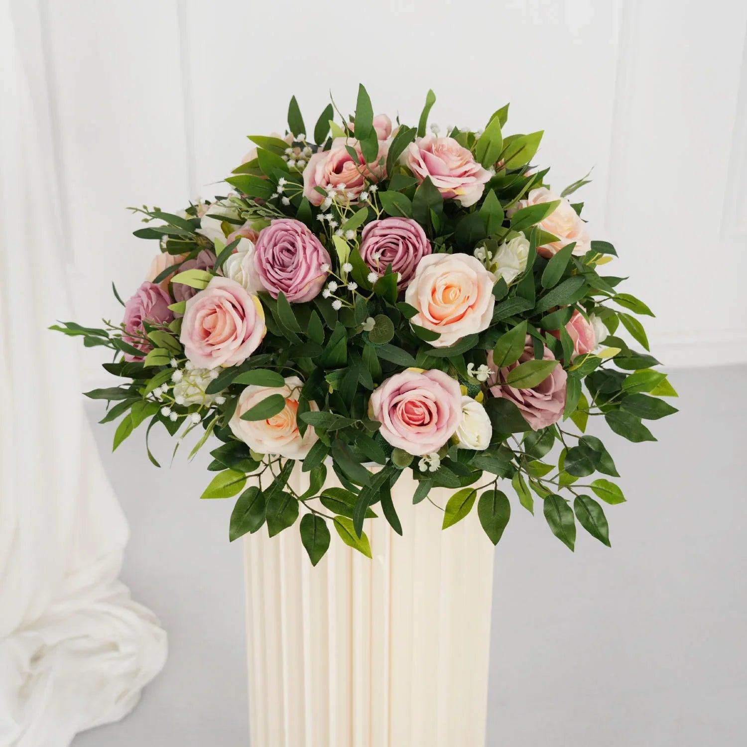 Uflower Pink Faux Flower Wall Backdrop Flower Row Decor SET80016 - Uflower