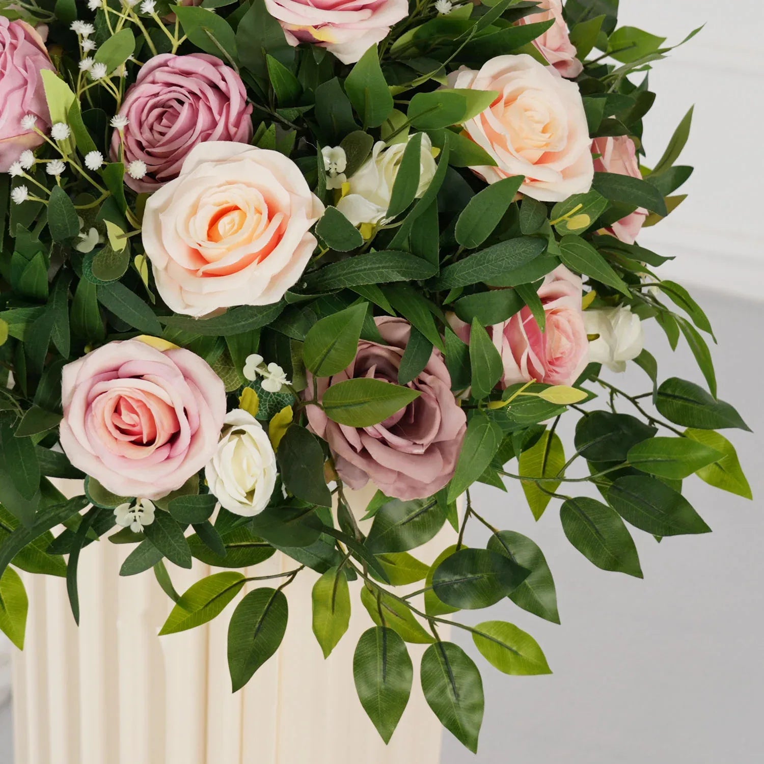 Uflower Pink Faux Flower Wall Backdrop Flower Row Decor SET80016 - Uflower