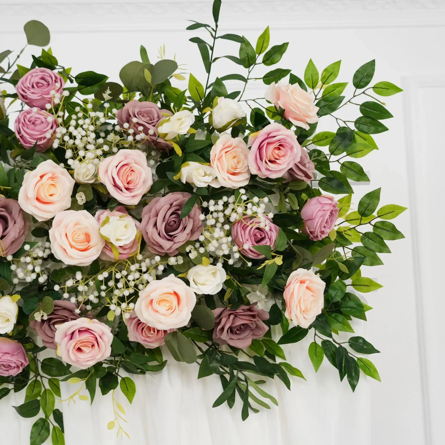 Uflower Pink Faux Flower Wall Backdrop Flower Row Decor SET80016 - Uflower