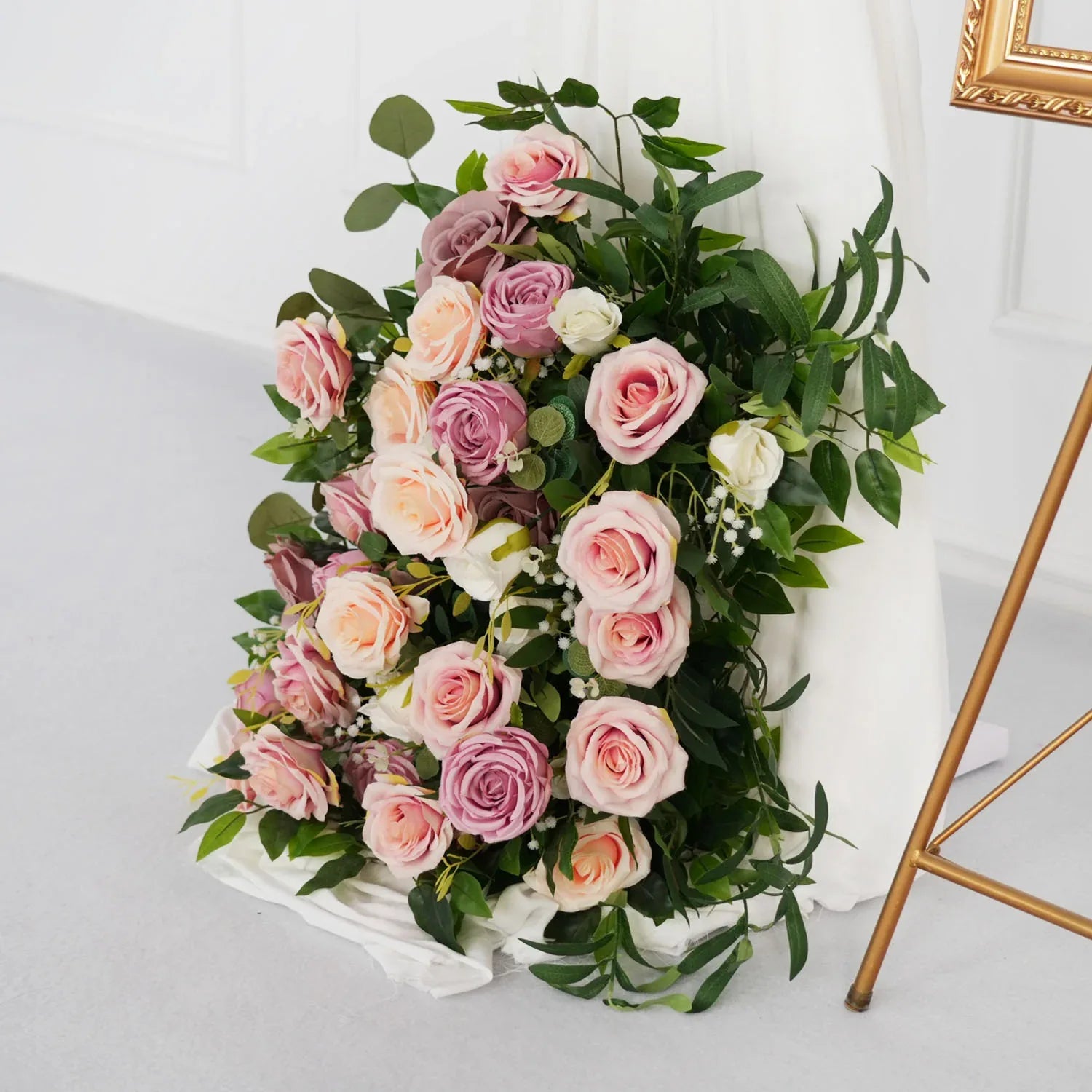 Uflower Pink Faux Flower Wall Backdrop Flower Row Decor SET80016 - Uflower