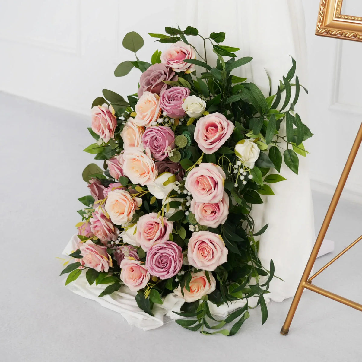 Uflower Pink Faux Flower Wall Backdrop Flower Row Decor SET80016 - Uflower