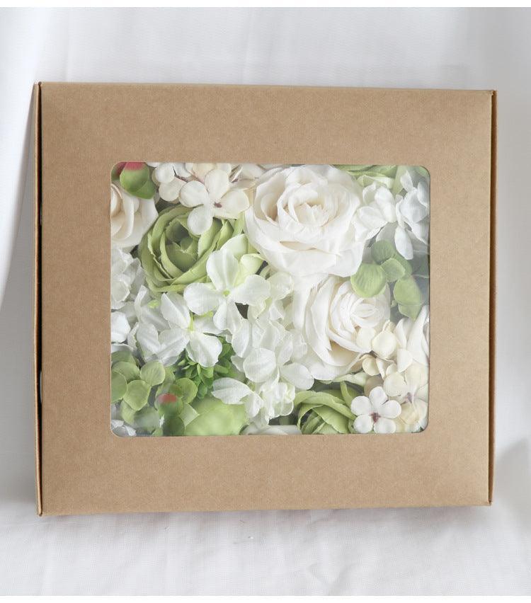 Flower Box Silk Blooming Flowers White Green Hydrangea Roses - Uflower