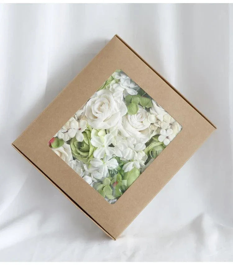 Flower Box Silk Blooming Flowers White Green Hydrangea Roses - Uflower
