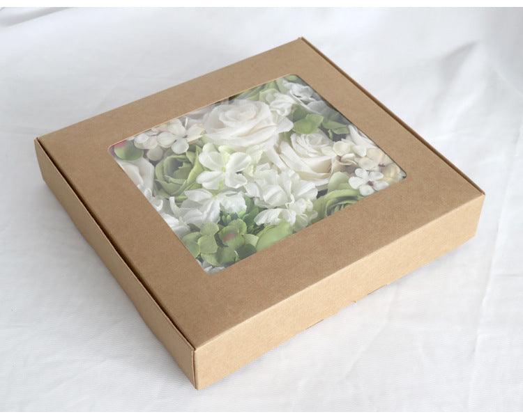 Flower Box Silk Blooming Flowers White Green Hydrangea Roses - Uflower