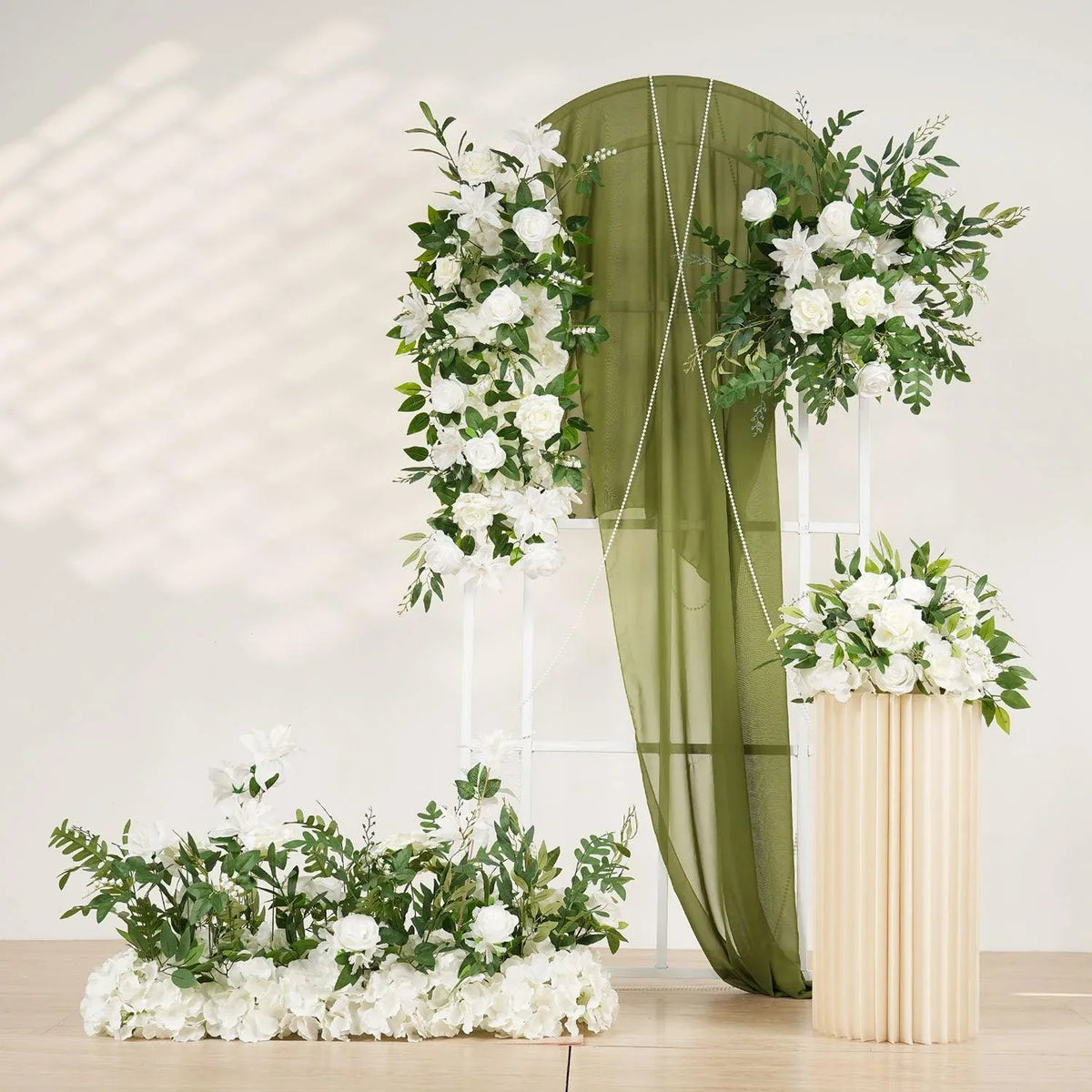 Uflower White Flower Corner Floral Decora Set SET80026 - Uflower
