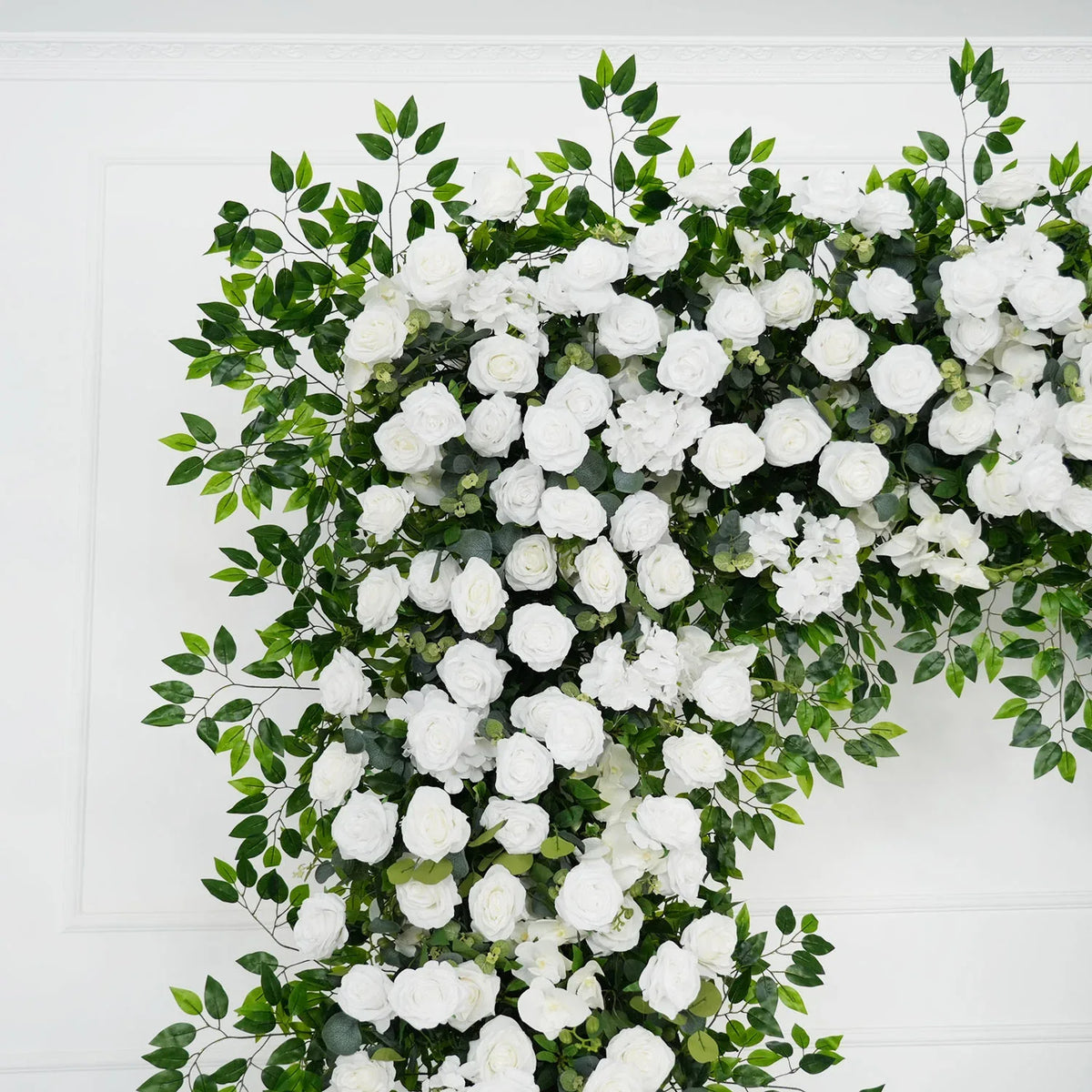 Uflower White Rose Green Leaf Ficus Leaf Square Floral Arches SET80002 - Uflower