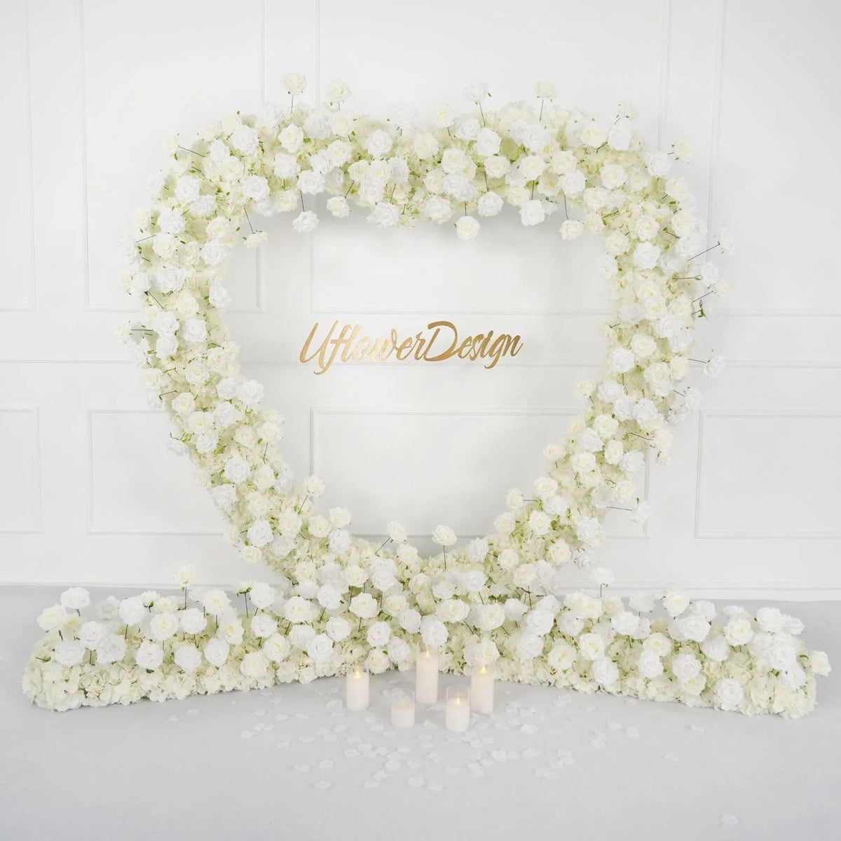 Uflower 2m*2m White Rose Heart-Shaped Arch Wedding Decor SET80011 - Uflower