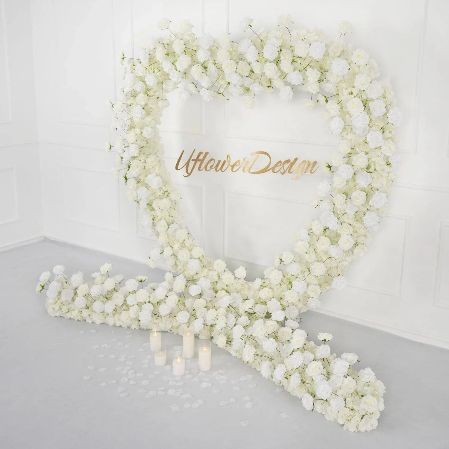 Uflower 2m*2m White Rose Heart-Shaped Arch Wedding Decor SET80011 - Uflower