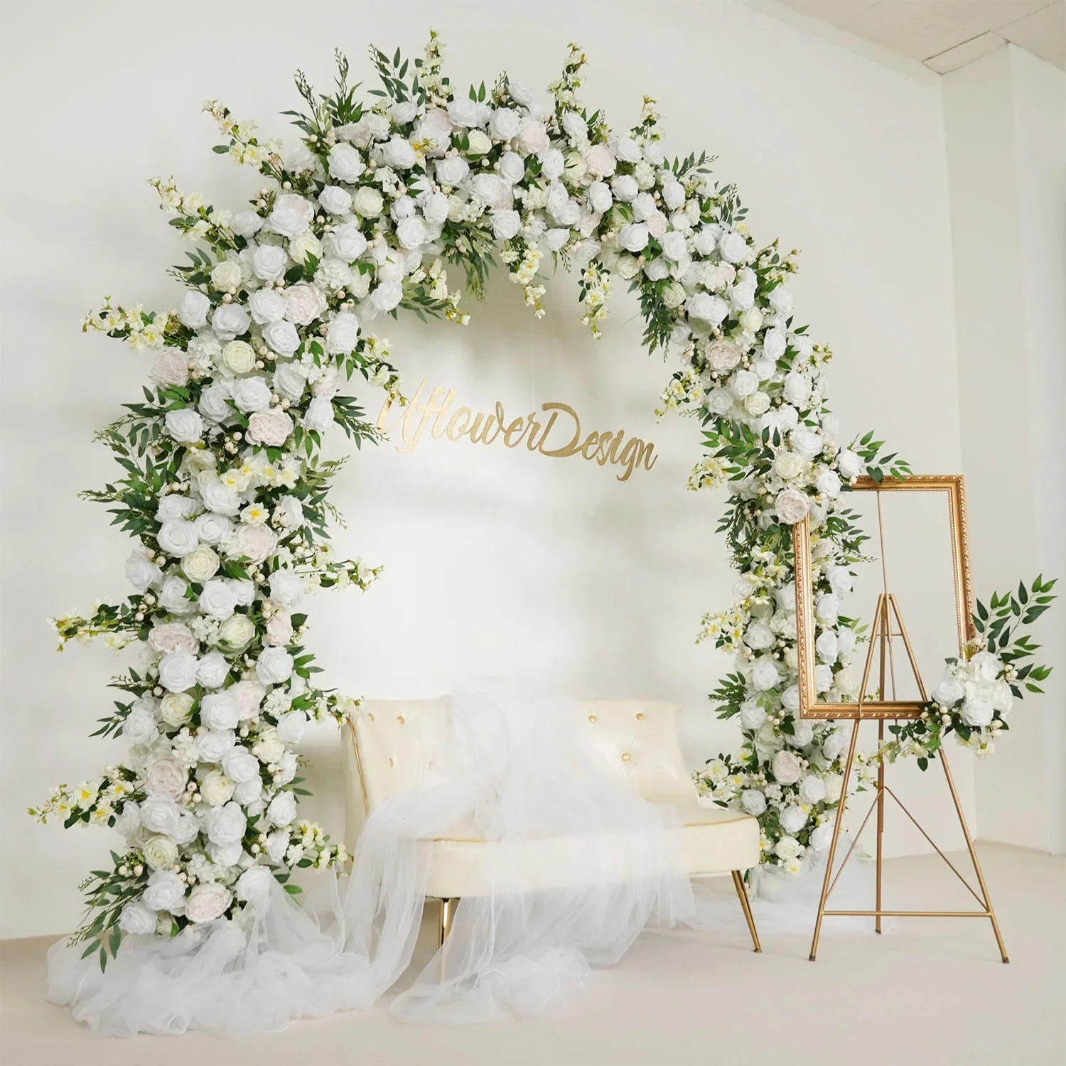 Uflower White Rose With Green Wedding Round Arch Decor SET80058 - Uflower